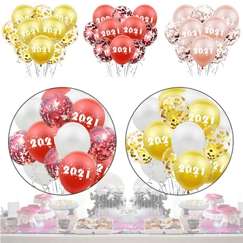 10PCS Rose Zlata, Rdečega Zlata Latex Baloni Srečno Novo Leto Dekor 2021 za Obletnico Poroke Dekor Pika balon Xmas Party Supplies