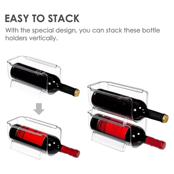 2021 Hladilnik za Vino in Vodo za Steklenico Rack, 4-Delni Stackable Plastičnih Vino Rack Škatla za Shranjevanje