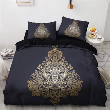 3D Black Bedclothes Oblikovanje po Meri Zlato Le Odeja Zajema Sklope Sodobne Comforther Zajema Blazino Zajema Kralj Kraljica En Dvojček Velikost