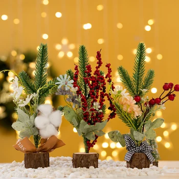 Simulacija Cedre Majhne Božična Drevesa Mini Borovega Igle XMAS Obleko Gor Dodatki, PVC, PET Materiala Majhno Božično Drevo Ornament