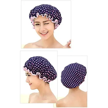 Sklop 5 dvojno plast nepremočljiva tuš kape za ženske nepremočljiva tuš zaporko ličila kapuco šampon kopel zadebelitev kape