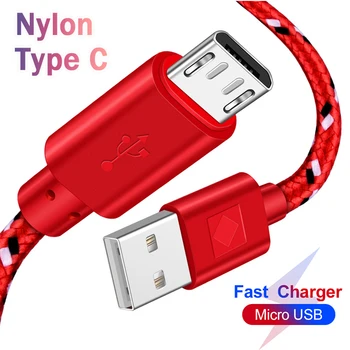 Micro USB Kabel Najlon Hitro Polnjenje USB Tip C Kabel za Samsung Xiaomi iPhone Polnilec Pleteni Podatkovni Kabel za Mobilni Telefon