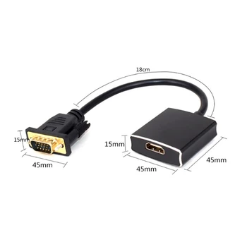 VGA Adapter HDMI Kabel 1080P HD Audio Video Pretvornik Za Računalniški Monitor Projektor